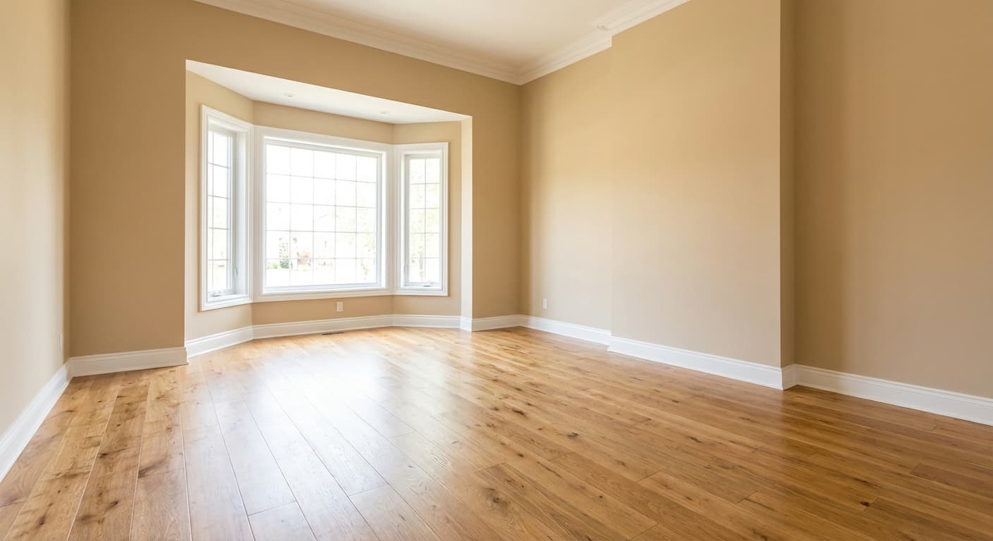 An empty, unstaged room — what the listing looks like while you wait